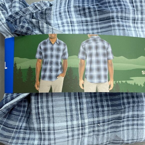 NEW Orvis Men's Size L Plaid Short Sleeve Button Up Shirt Blue Outdoor UPF 30 - Picture 8 of 11